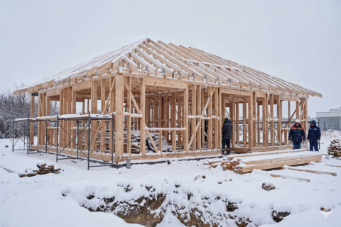 Budowa domu zimą – dlaczego technologia szkieletowa na to pozwala?